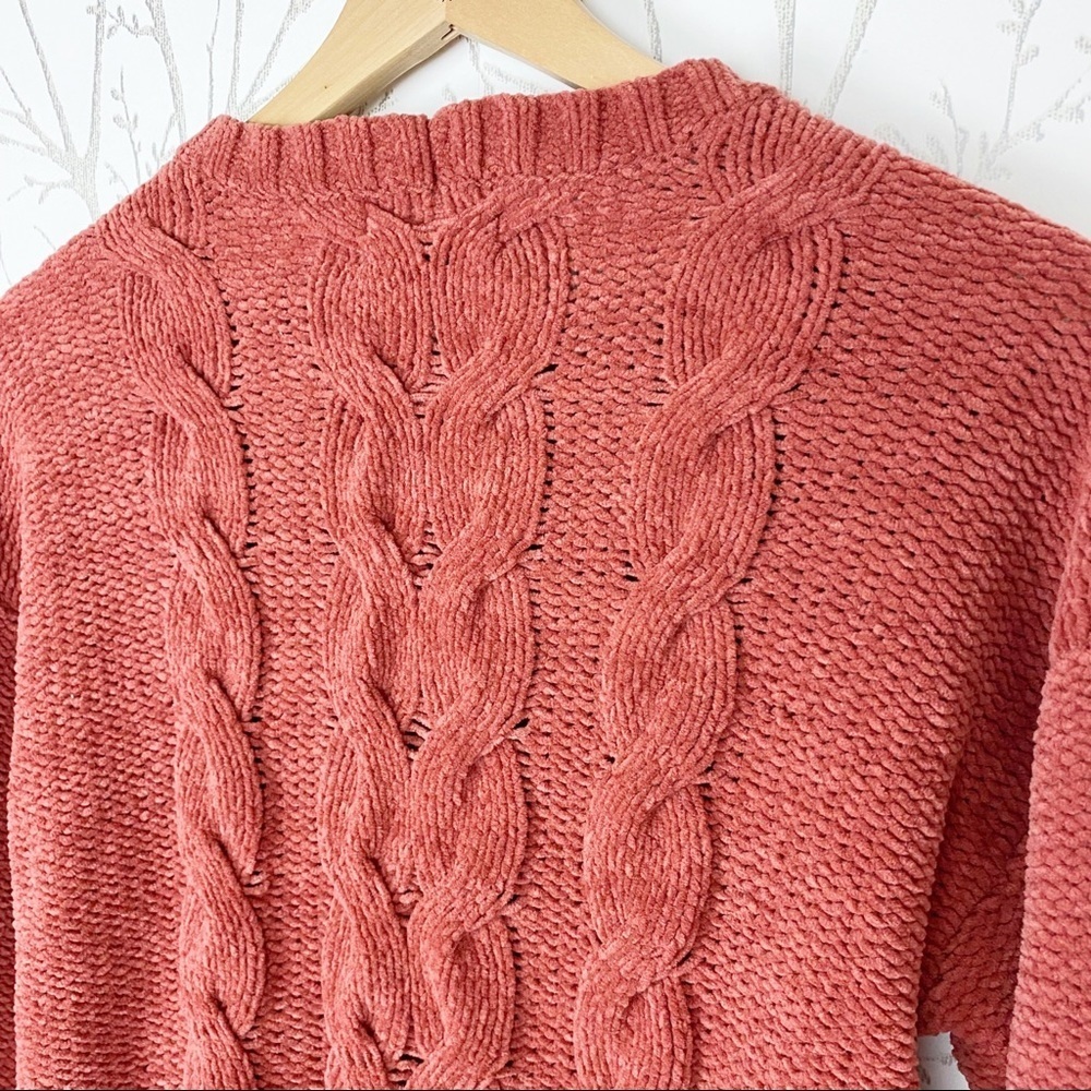 AMERICAN EAGLE Chunky Chenille Cable Knit Sweater Cozy Size Small Boxy - Picture 7 of 12